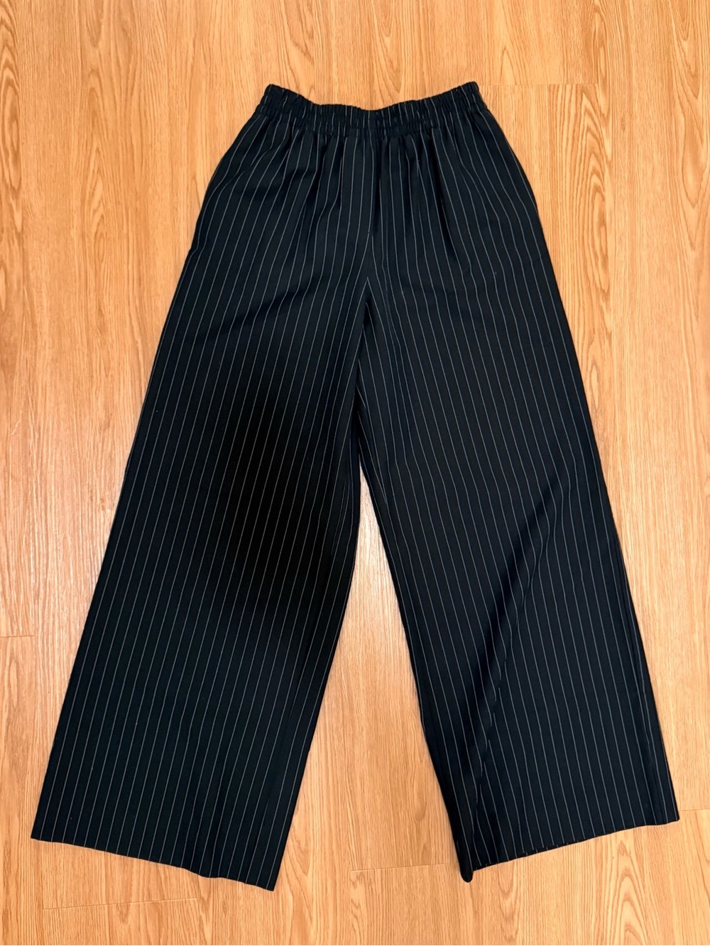 Reformation Black Pinstripe Trousers